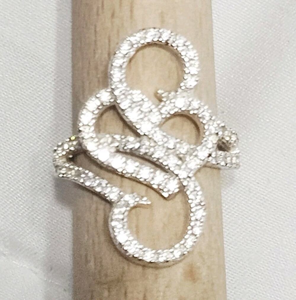NVC Crystal Rhinestone Heart Swirl Cocktail Ring Size 5